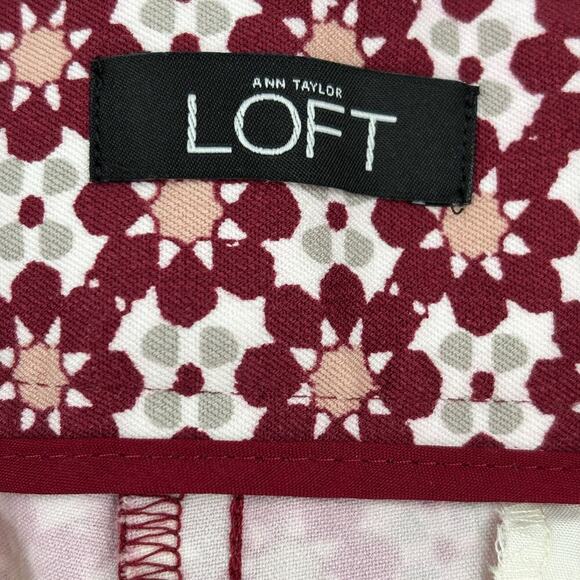 Ann Taylor Loft Julie Skinny Ankle Pant Size 8 Red Gray Print High Rise Stretch - Picture 3 of 14